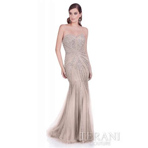 Terani Pageant Gl Nude Nude Silver Nude Navy Nude Dress The