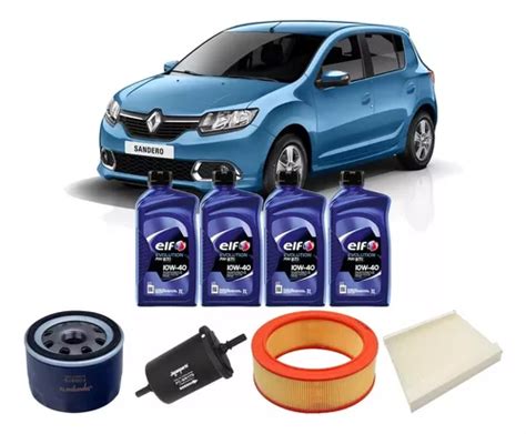 Kit Troca Elf 10w40 Renault Sandero 1 6 8v Flex 2011 A 2013 Frete grátis