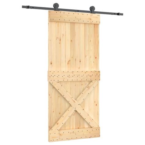 Dbaiyi Ddis Porte Coulissante Et Kit De Quincaillerie 95x210 Cm Pin