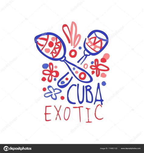 Exotic summer Cuba travel logo with maracas — Stock Vector © TopVectors #174951122