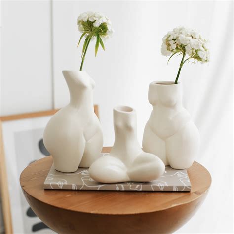 Set Of 3 Ceramic Female Body Vases Female Statue Sculpture Etsy