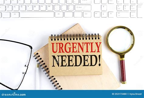 Urgently Needed Text In The Office Notebook With Keyboard Magnifier