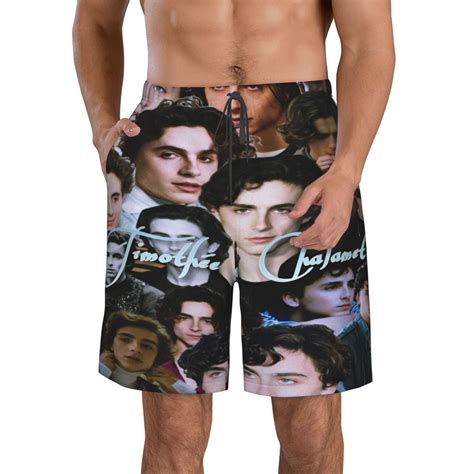 Mens Timothee Chalamet Swim Trunks Quick Dry Bathing Suits Holiday