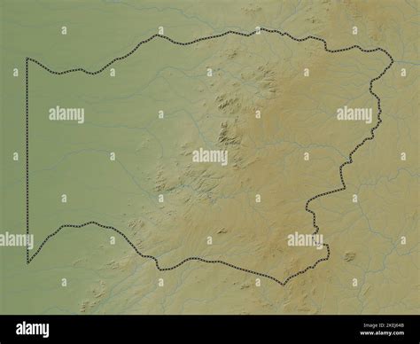 Wadi Fira Region Of Chad Colored Elevation Map With Lakes And Rivers