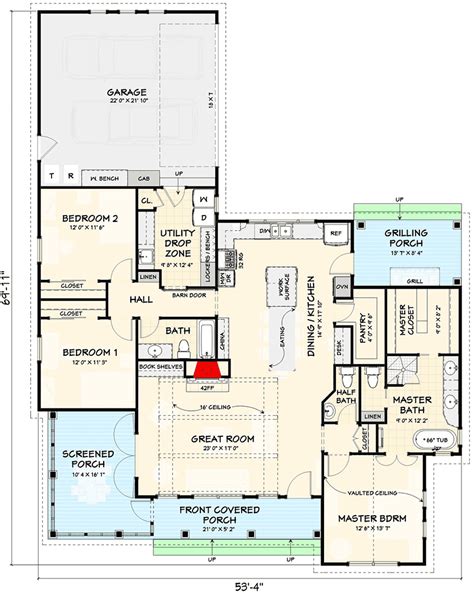 Modern Farmhouse Plan with Attached Garage In Back - 1809 Sq Ft ...