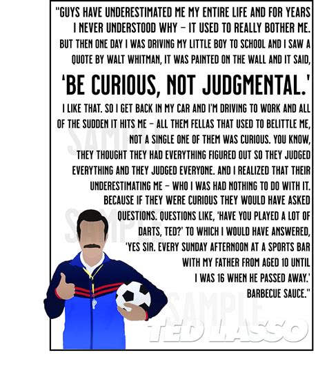 Ted Lasso Be Curious Not Judgmental Poster svg png jpg dxf | Etsy