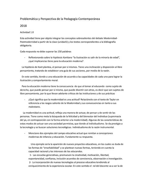 Actividad 1 Problemática y Perspectiva de la Pedagogía Contemporánea