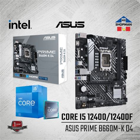 Intel Core I5 12400 12400f Processor W Asus B660m K Ddr4 Motherboard Bundle Shopee Philippines