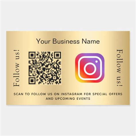 Gold Glamorous Business Qr Code Instagram Rectangular Sticker Zazzle