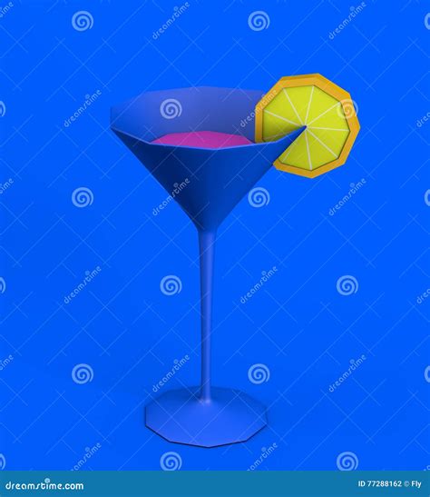 3d Illustration Of Martini Matte Cocktail Glass On Blue Background Stock Illustration