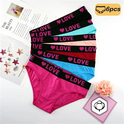 Pieces Cotton Plus Size Underwear Female Sexy Fashion Low Waist Briefs Lingerie New Love