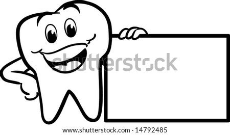 Vector Winking Happy Smiling Tooth Black And White Version 14792485