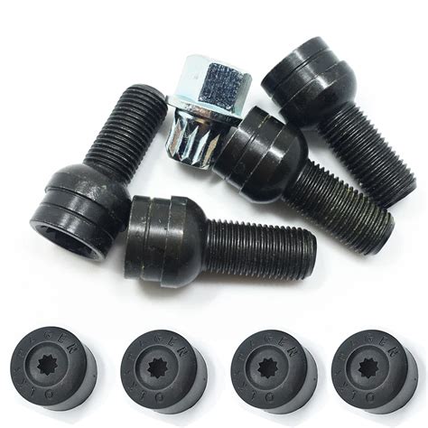 M Mm Black Steel Wheel Bolt Lock Lug Nut Set With Key For Vw