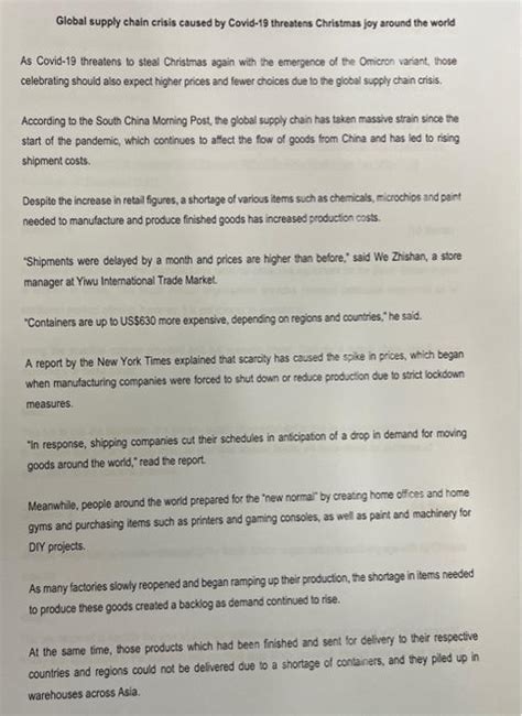 Solved Global supply chain crisis caused by Covid- 19 | Chegg.com 