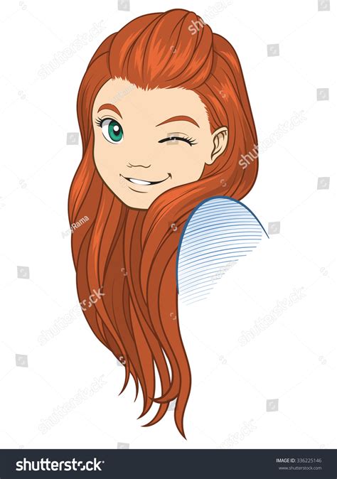 Cartoon Vector Illustration Pretty Winking Girl เวกเตอร์สต็อก ปลอดค่า