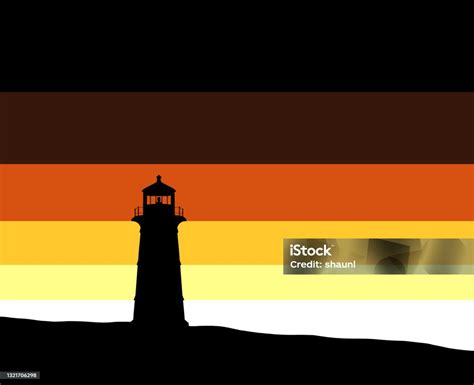 Peggys Cove Lighthouse Sunset Silhouette Ilustrasi Stok Unduh Gambar