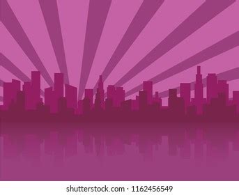 Purple City Skyline Silhouette Stock Vector (Royalty Free) 1162456549 ...