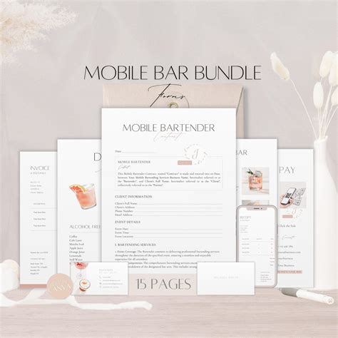 Mobile Bar Forms Bundle Editable Bartending Business Contract