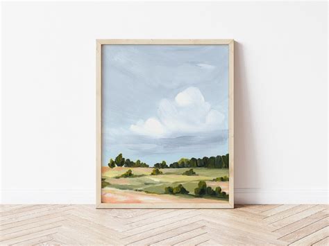 Hill Landscape Painting, Peaceful LANDSCAPE Wall Art, Large Size Canvas ...