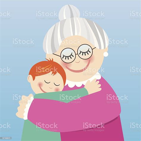 Grandmother Hugging Her Grandson Stock Illustration Download Image