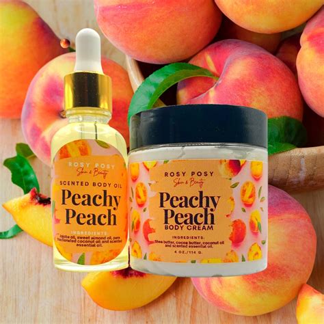 Peachy Peach Body Bundle 4 Oz. Peach Body Cream & 1 Oz. Peach Scented Body Oil, Peach, Peaches ...