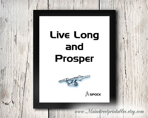 Star Trek Sign Live Long And Prosper Print Spock Quote Star