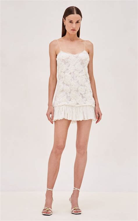 Blanc Rosette Detailed Georgette Mini Dress By Alexis Moda Operandi