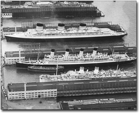 1939 Ocean Liners In New York City Harbor 8x10 Silver Halide Photo