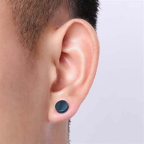 Punk Magnetic No Pierced Mens Earring Stainless Steel Round Clip On