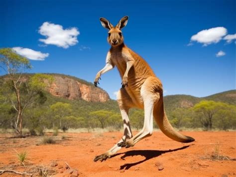 premium photo kangaroo hopping   australioutback
