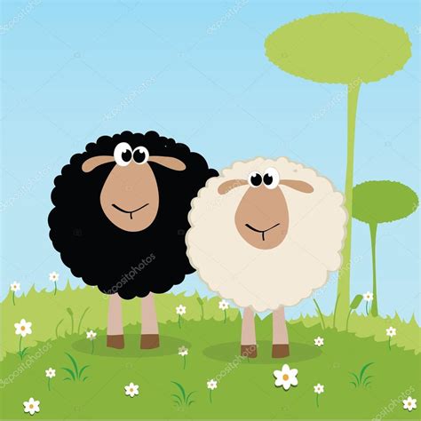 Zwart Wit Schapen Vectorafbeelding Door L4DISENO Vectorstock 27172527