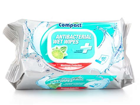 Ultra Compact Antibacterial Wet Wipes Pieces In Reclosable Package