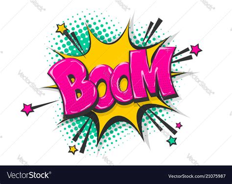 Boom pop art comic book text speech bubble Vector Image