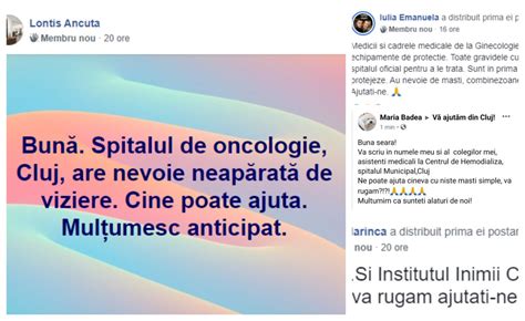 Cadre medicale din mai multe spitale clujene cer AJUTOR comunității NU