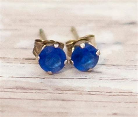 Vintage Sterling Silver Sapphire Blue Stud Earrings CB19 Etsy