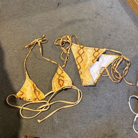 PLT Yellow Snake Skin Bikini Depop