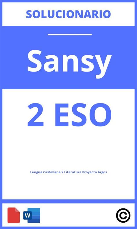 Solucionario Lengua Castellana Y Literatura Eso Sansy Proyecto Argos Pdf