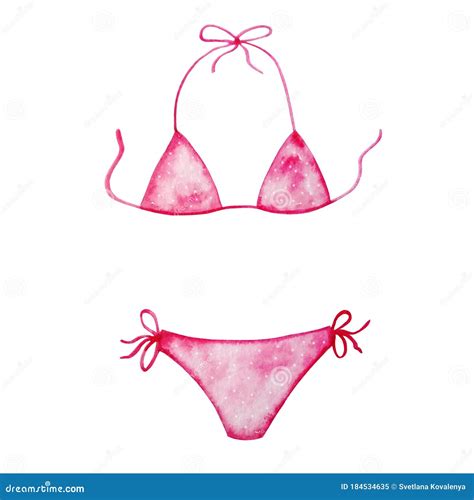 Watercolor Bikini Swimsuit Pink Separate Female Stock Illustration Illustration Of Beauty