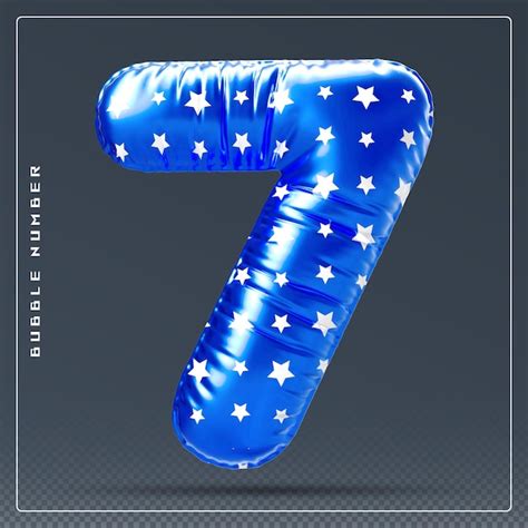 Premium Psd Bubble Blue Number 7