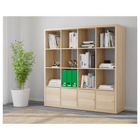 KALLAX Shelving Unit With 4 Inserts White Stained Oak Effect 147x147 Cm