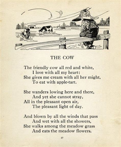 Robert Louis Stevenson, cow poem, vintage cow clip art, farm boy image ...