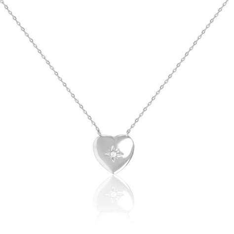 Collier Coeur Oxyde de Zirconium Argent 45 cm Naïades Ocarat