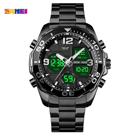 Jam Tangan Pria Dual Time Stainless Original Skmei Ad Hitam