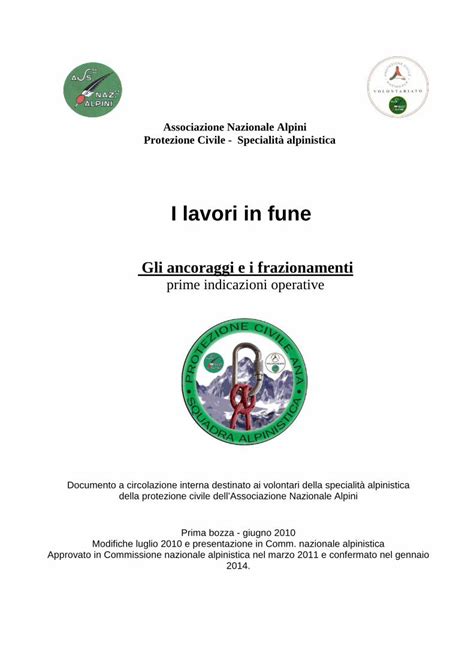 PDF I lavori in fune GRUPPO ALPINI RIVOLI esempio è la postazione