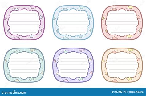 Set Of Sticky Cute Clouds Frames Letter Notes For Writing With Pastel