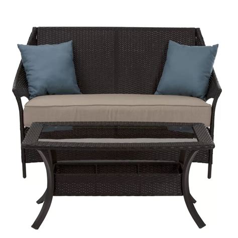 Greyleigh Ismay 2 Piece Rattan Sofa Set with Cushions & Reviews ...