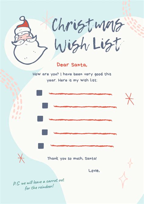 Letter to Santa template and how to mail