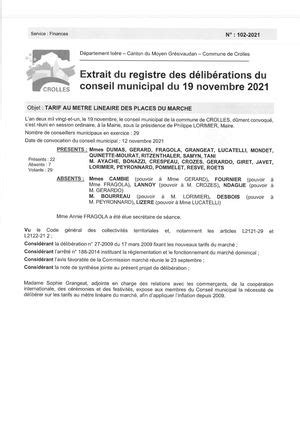 Calam O Crolles Deliberation Tarif Au Metre Lineaire Des