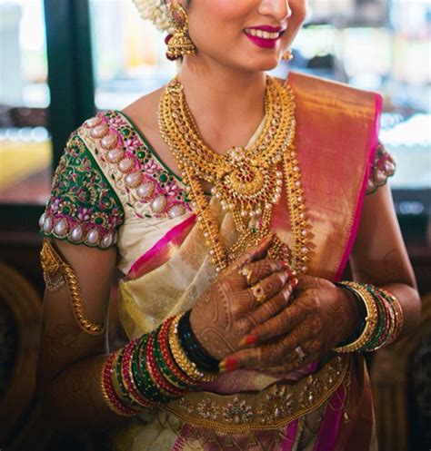 Bride In Pearl Work Blouse Saree Blouse Patterns