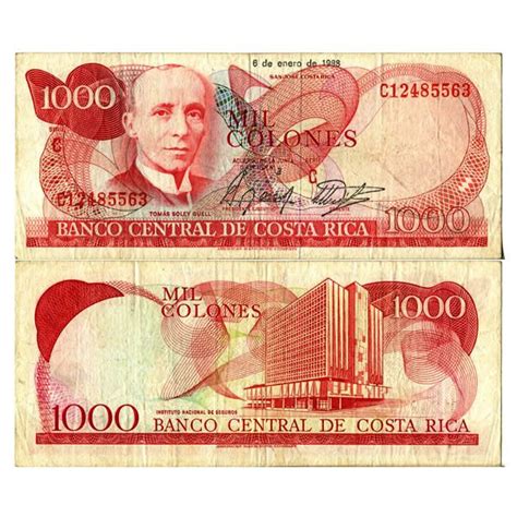 Banknote Costa Rica Colones Tom S Soley G Ell P D Vf